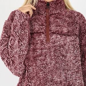 *SALE* NWT Burgundy Sherpa Pullover